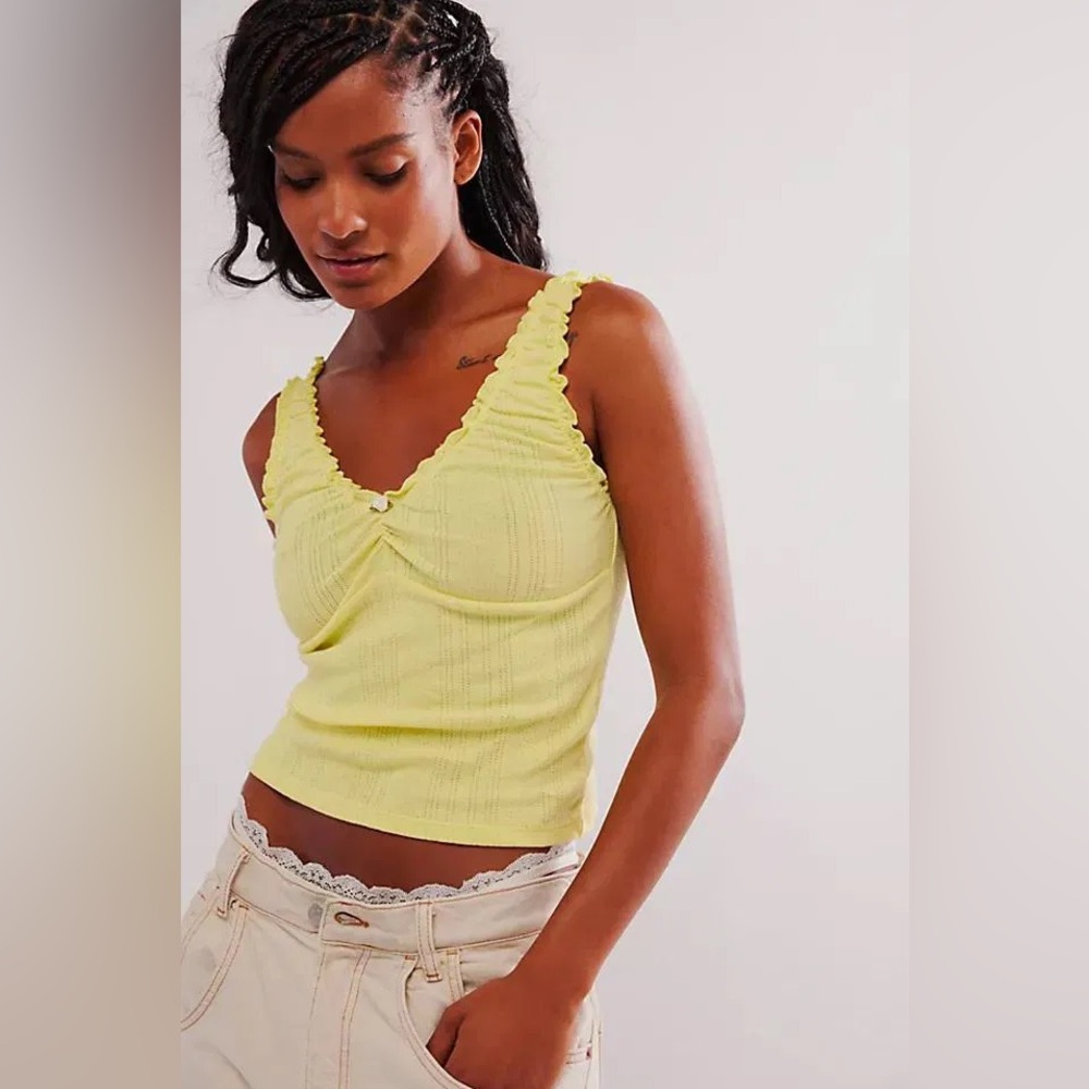 Free People Intimately Amelia Cami in Lemon.  NWT M